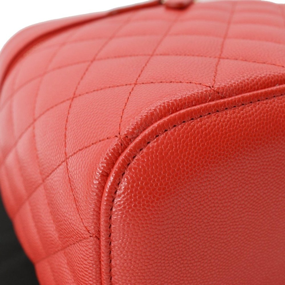 CHANEL  Vanity Caviar Leather Cosmetic Satchel Bag Red - Picture 8 of 11